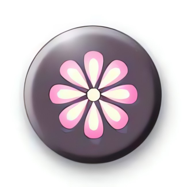 Pink and White Floral Flower Badges large